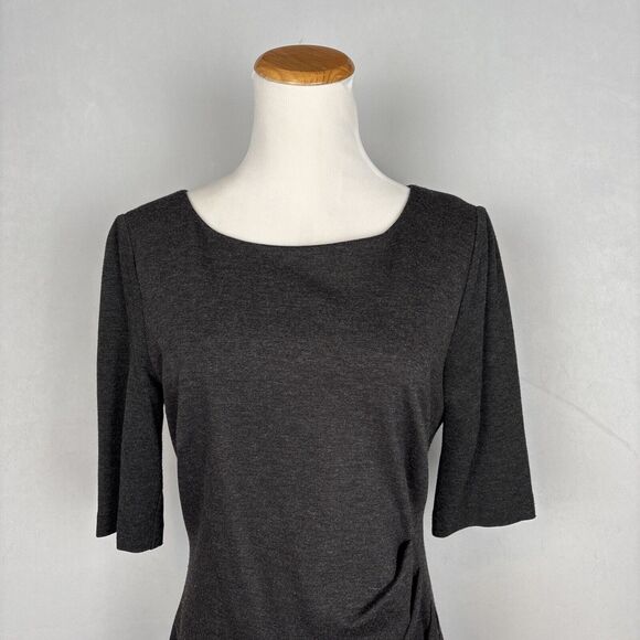 Trina Turk Ponte Sheath Dress 6 Dark Gray 3/4 Sleeves Professional Workwear - Picture 2 of 8